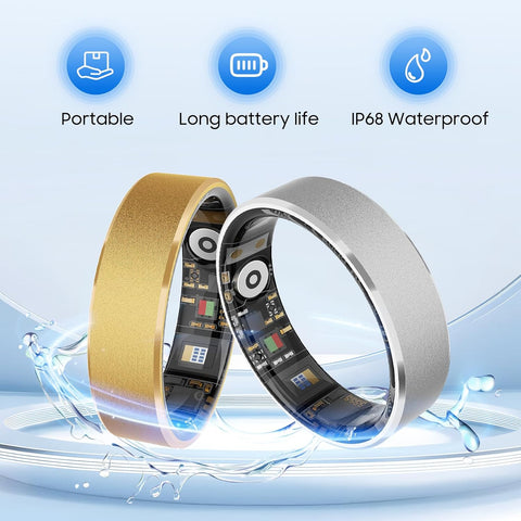 Smart Health Ring Fitness Tracker with Stress & Sleep Monitoring, Waterproof Activity Tracker, Compatible with iOS & Android, No Subscription Fee, Lightweight Wearable for Women & Men (Silver, 7)