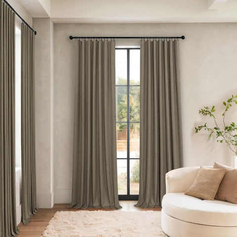 Brown Extra Long Blackout Curtains 108 Inch Long 9ft Back Tab Pocket Light Brown Linen Textured Curtain Drape for Living Room Bedroom Sliding Door Patio Boho Farmhouse Decor 52x108 Length 2 Panels Set