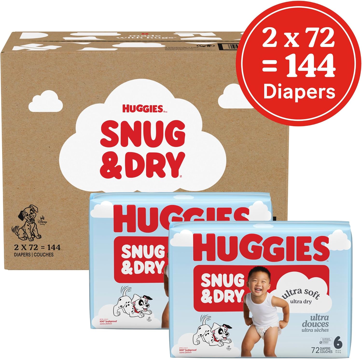Huggies Snug & Dry Diapers Size 6, 144 Count