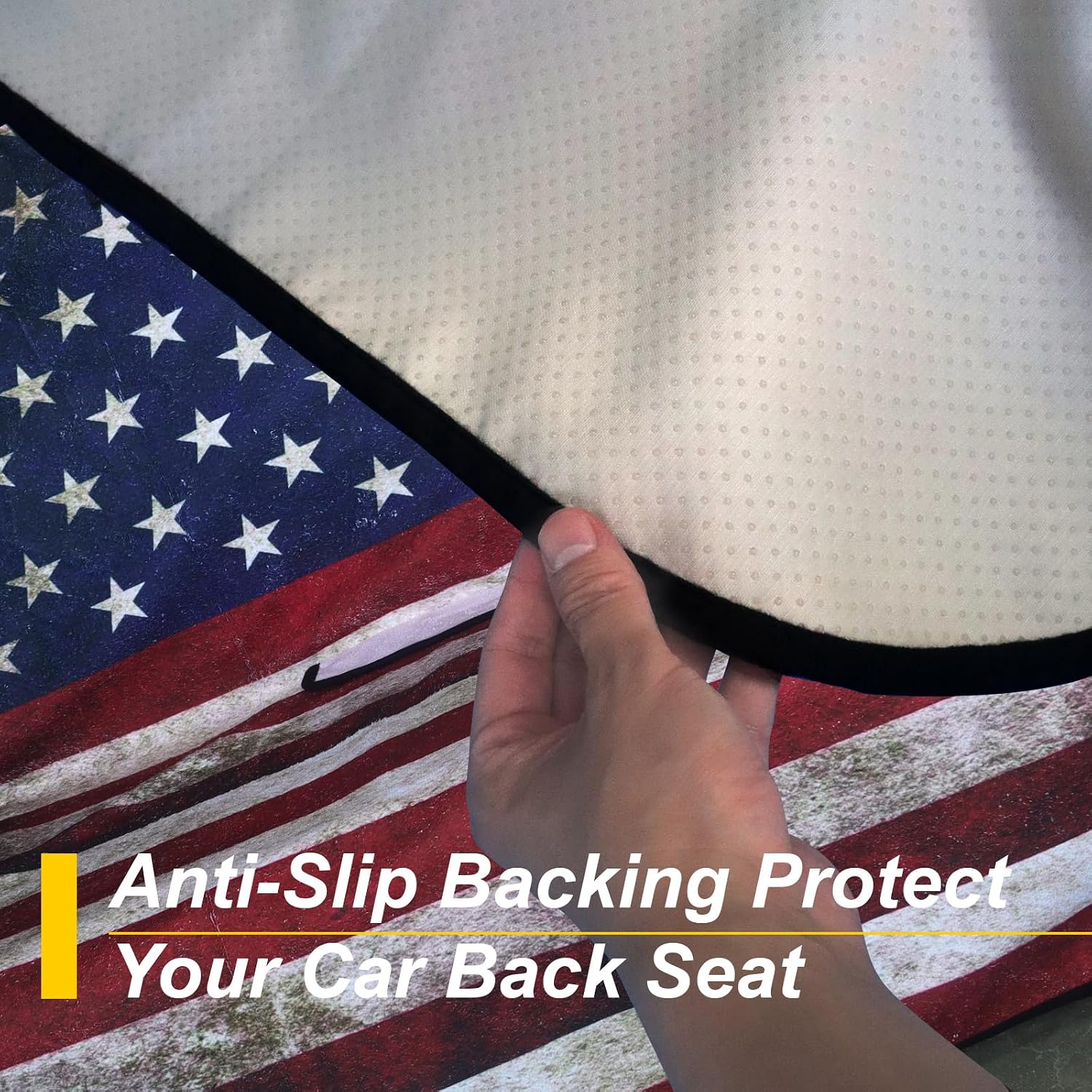 Back Seat Cover for Car Trucks Van SUV Jeep,Waterproof Rear Bench Towel Seat Covers for Dogs and Kids,Automotive Backseat Protector (American Flag)