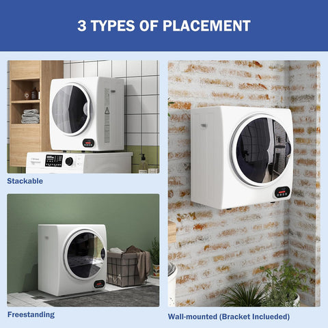 1.5 cu.ft Portable Clothes Dryer – 850W, Compact for Apartments
