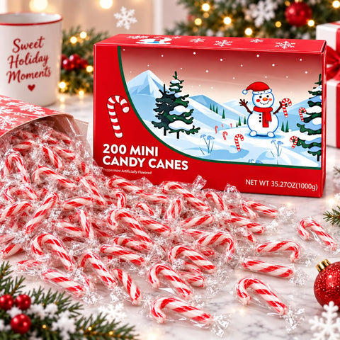 Mini Candy Canes Red & White Peppermint Flavory (100)