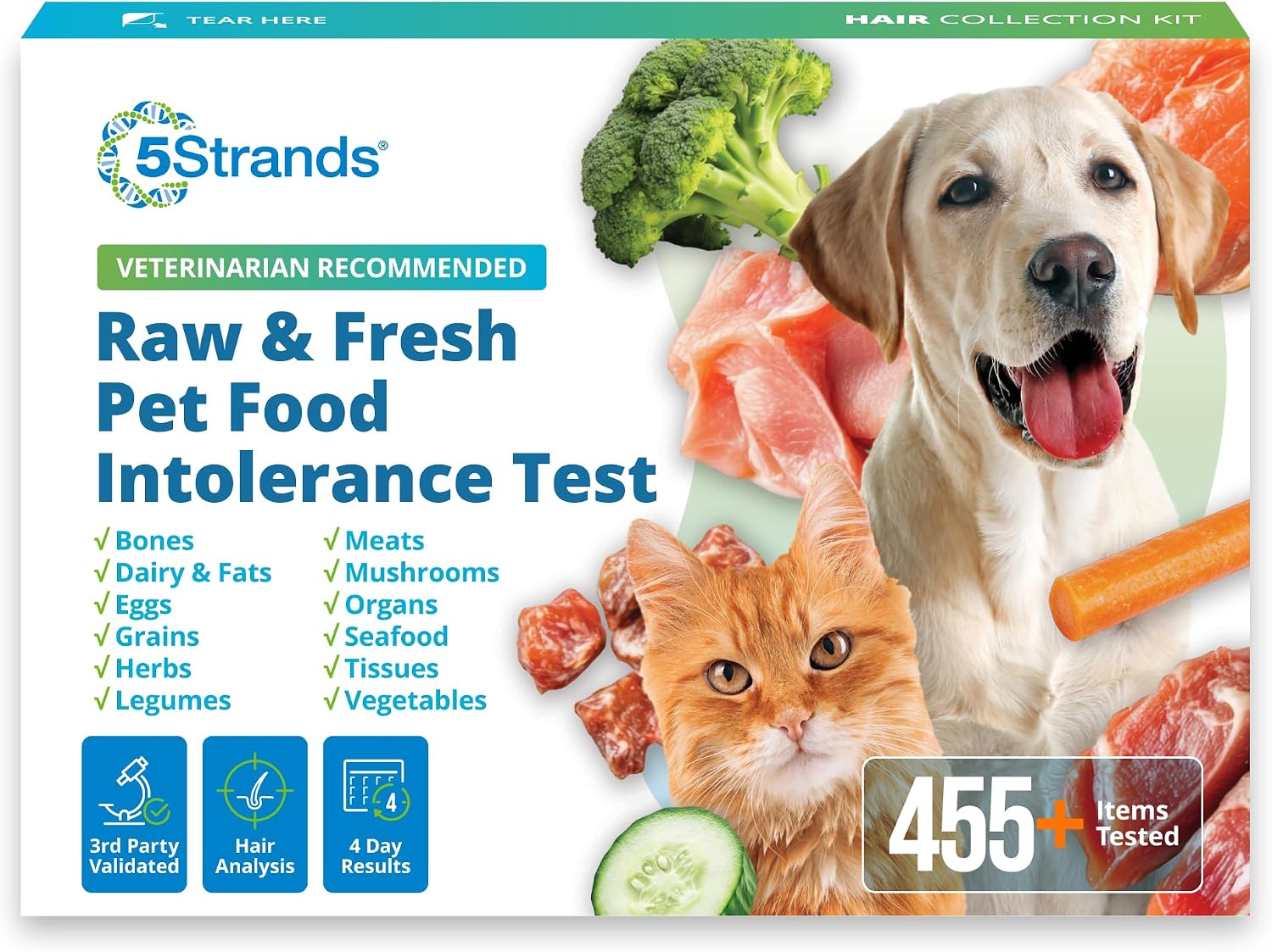 5Strands Raw & Fresh Pet Food Intolerance Test, 455 Items Tested