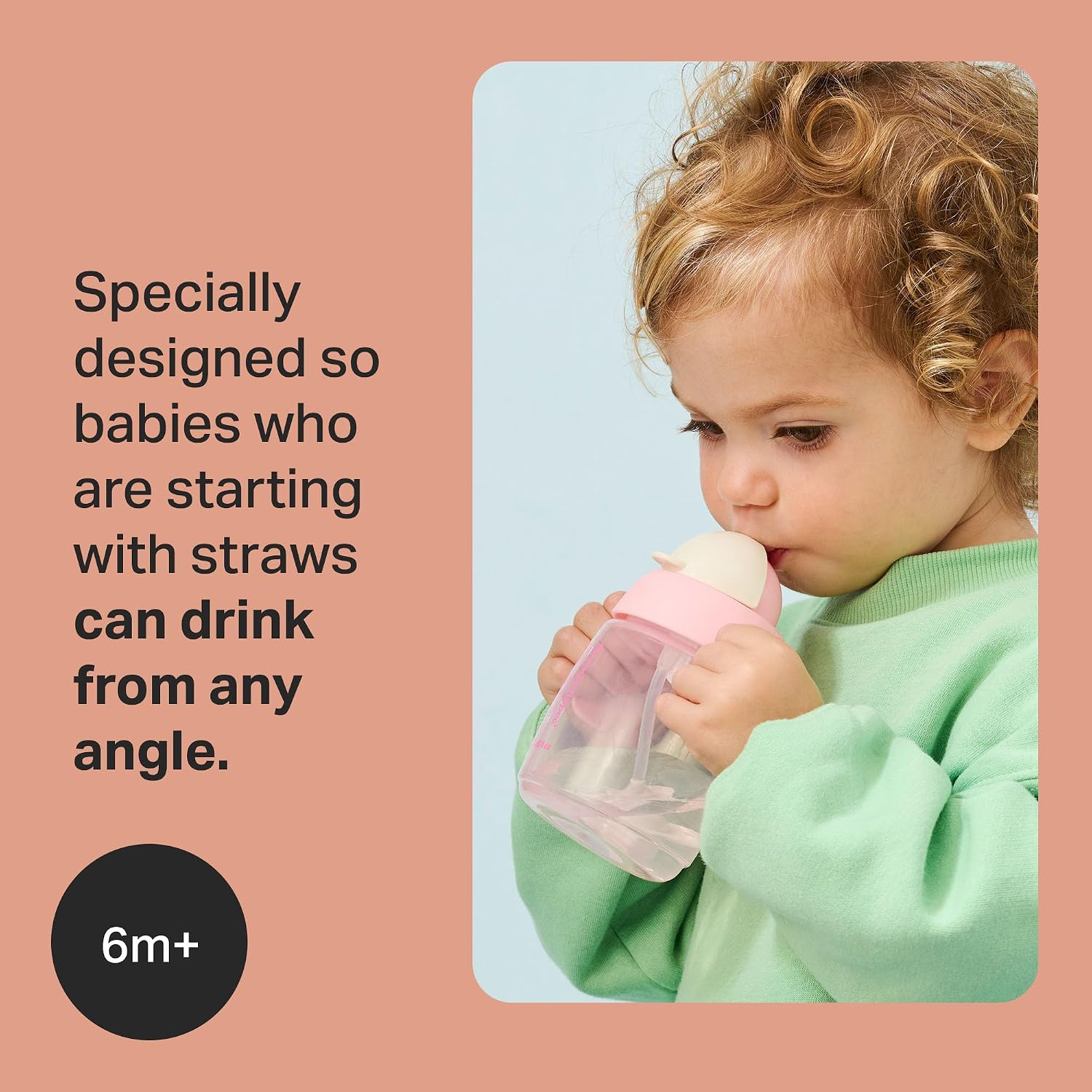 Tommee Tippee Starter Weighted Straw Baby & Toddler 8oz Sippy Cup for 6 Months+, with Silicone Weighted Straw and Easy-Hold Handles, BPA Free, Pink & Purple, Pack of 2