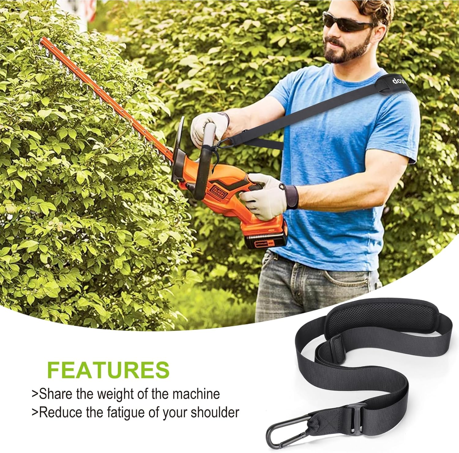 Trimmer Strap for Weed Eater Shoulder Strap Harness [Upgraded Metal-Clip]