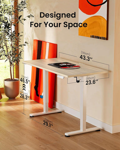 ErGear Height Adjustable Electric Standing Desk, 44 x 24 Inches Sit Stand up Desk, Memory Computer Home Office Desk, Natural