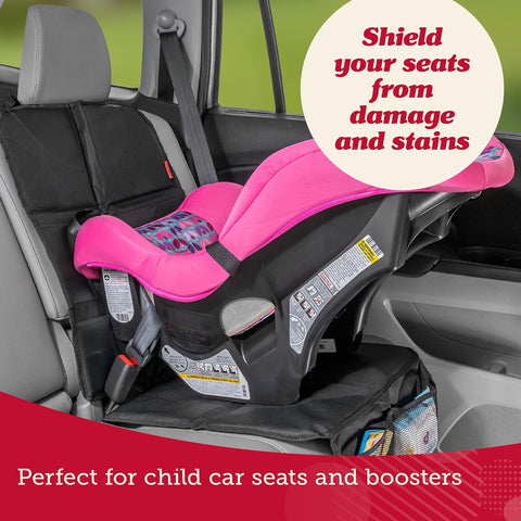 Lusso Gear Car Seat Cover & Protector - 2-Pack Waterproof Non-Slip Protector - Mesh Pocket Organizer - Universal Fit for Convertible & Toddler Car Seats, Black