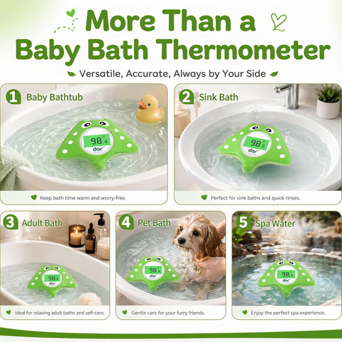 Baby Bath Thermometer for Infant & Toddler, Floating Digital Water Thermometer with 3‑Color LED Backlight, Baby Bath Toy, Hot & Cold Alert, BPA‑Free,Ray Shape