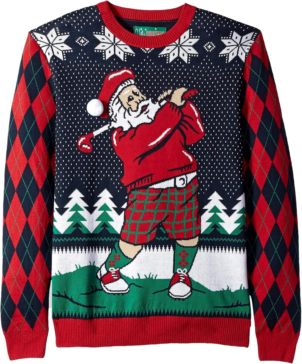The Ugly Sweater Co. Mens Sports Golf Sports Ugly Christmas Sweater for Holiday Fun Design, Snug Fit Breathable Crewneck