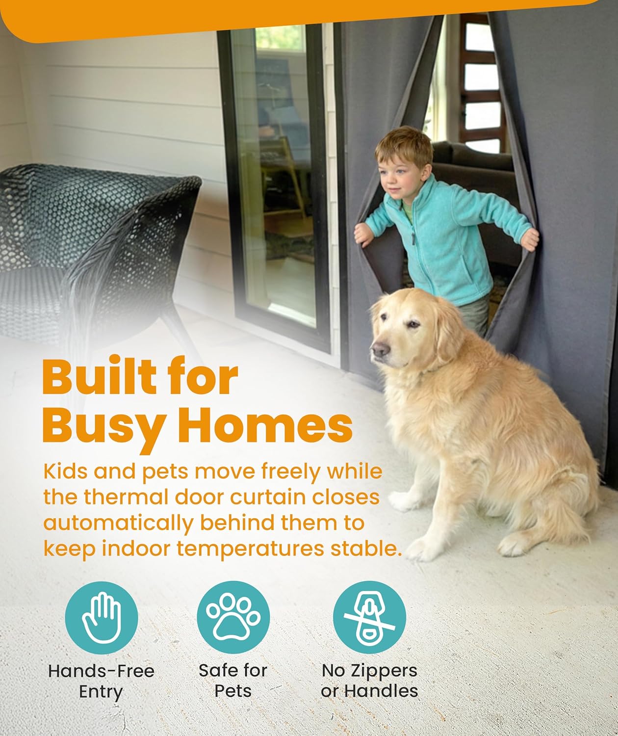 Flux Phenom Magnetic Screen Door - Bugs Out, Breeze in - 9min Install Auto-Sealing Heavy Duty Double Stitched Mesh, 50 Magnets, Hands Free Sliding & Patio Doors Net, Pet & Kid Friendly, 40 x 82 Inch