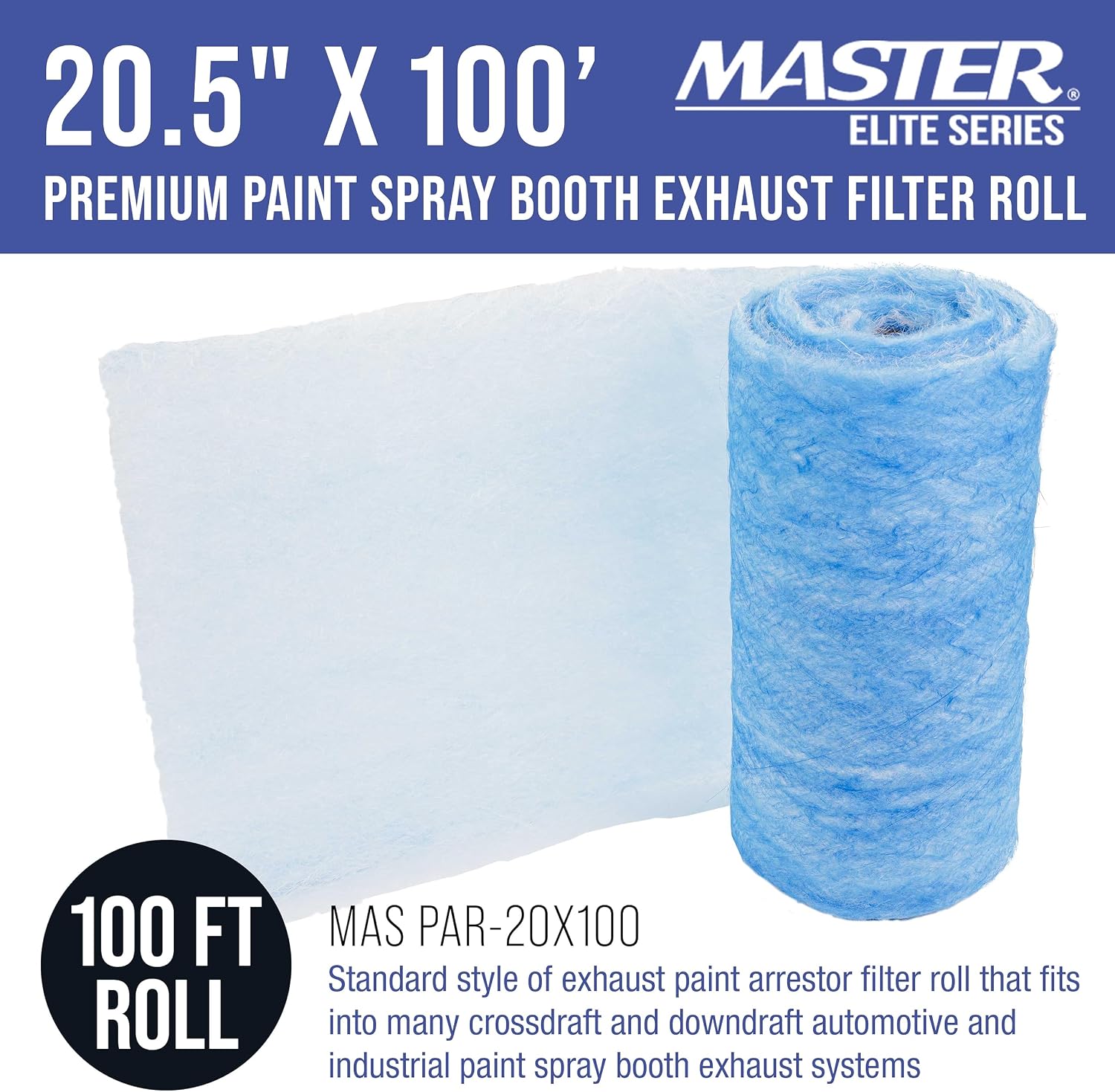 Master Elite Paint Spray Booth Exhaust Filter Roll, 20.5" x 100'
