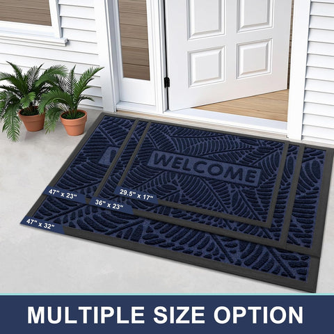 Smiry Welcome Front Door Mat for Outdoor Indoor 47x32, All-Season Doormat
