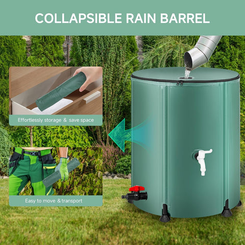 Collapsible Rain Barrel Water Storage Containers 53 Gallon