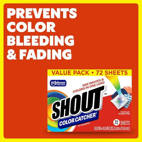 Shout Color Catcher Dye-Trapping Laundry Sheets, 72 Count, (2-Pack)