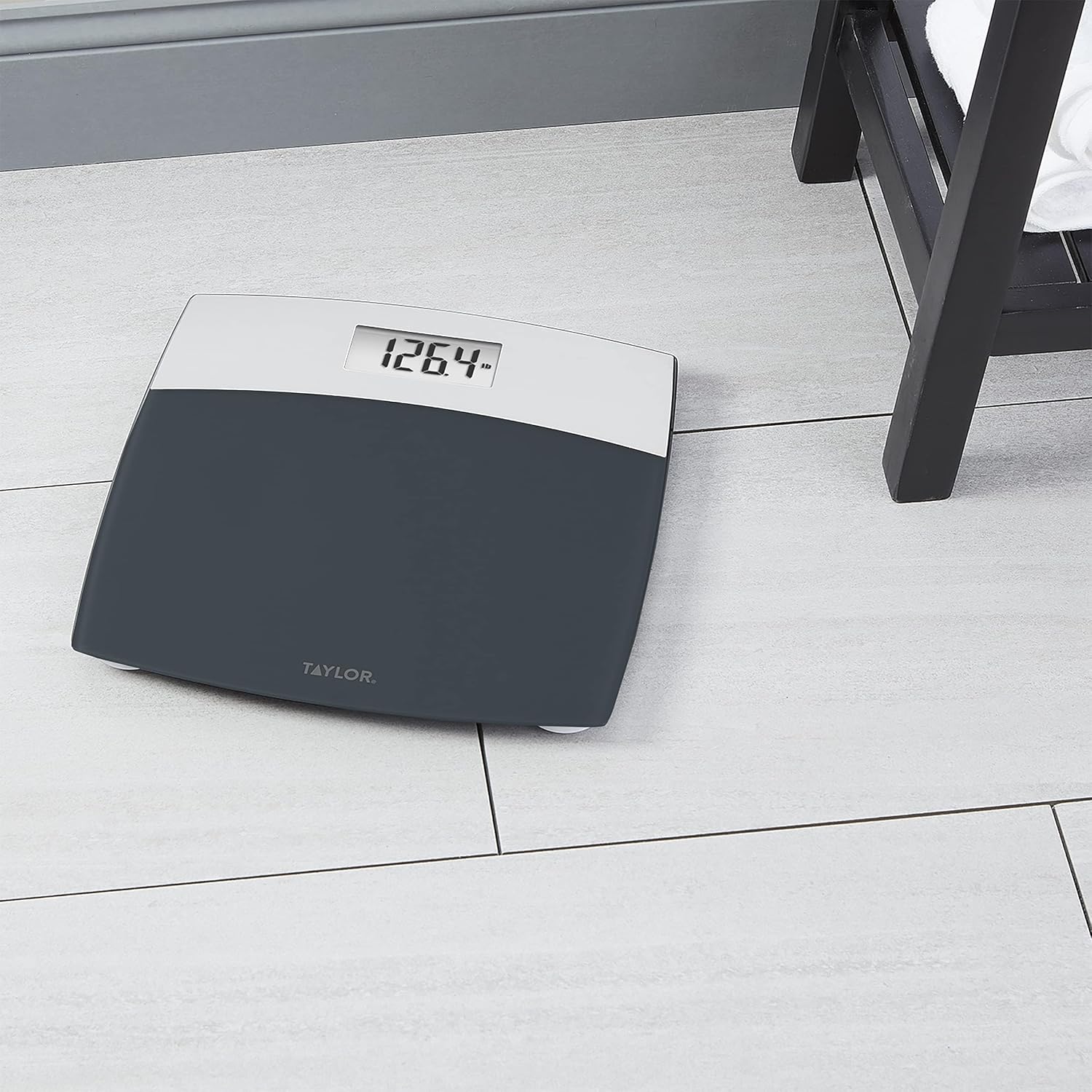 Taylor Digital Scales for Bodyweight Mixed Metal with Brushed Stainless Steel, 440 LB Capacity, Bathroom Scale, White Backlight Readout, Highly Accurate Digital Bathroom Scale