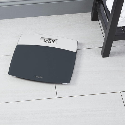 Taylor Digital Scales for Bodyweight Mixed Metal with Brushed Stainless Steel, 440 LB Capacity, Bathroom Scale, White Backlight Readout, Highly Accurate Digital Bathroom Scale
