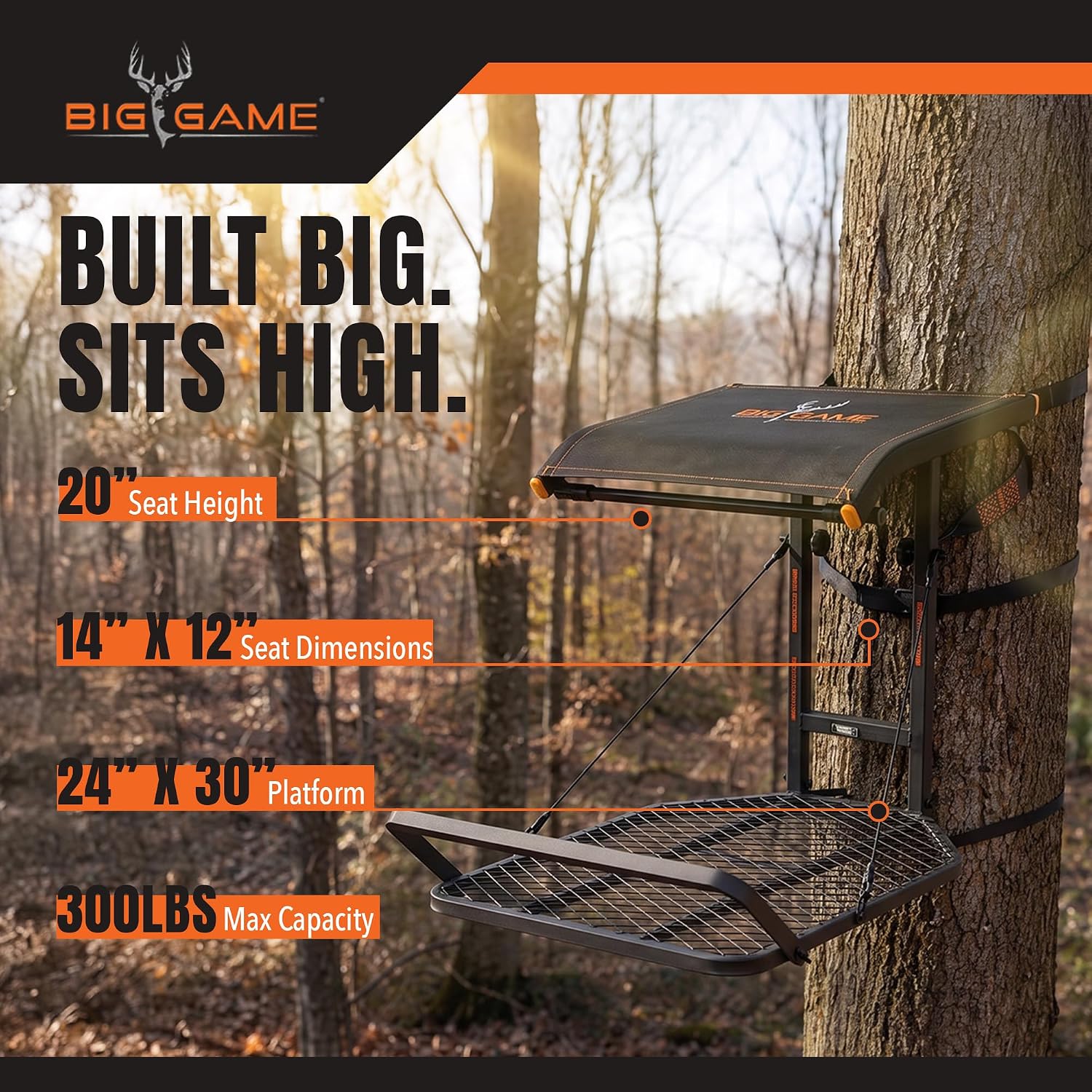 BIG GAME Captain XC 1-Person Hang-On Treestand with Flex-Tek Seat