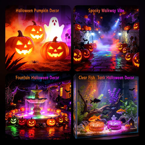 BITIWEND Pumpkin Lights, Submersible LED Lights Battery Operated (2 Pack)