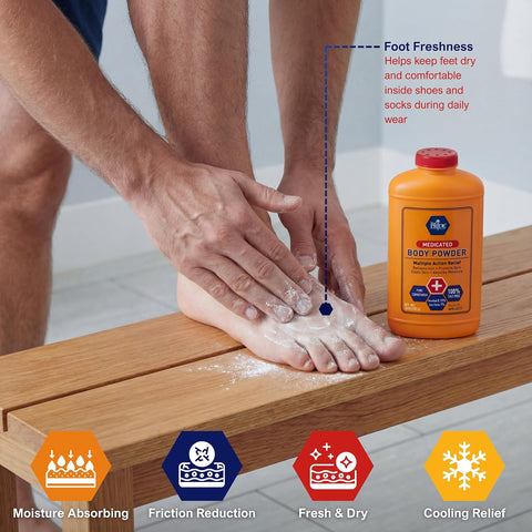 MED PRIDE Medicated Talc-Free Body Powder, Anti-Itch, Zinc Oxide, 10 oz