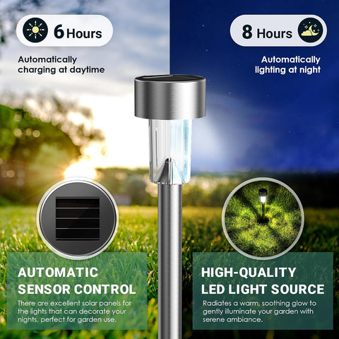 GIGALUMI Outdoor Waterproof Solar Garden Lights, 12 Pack Cold White