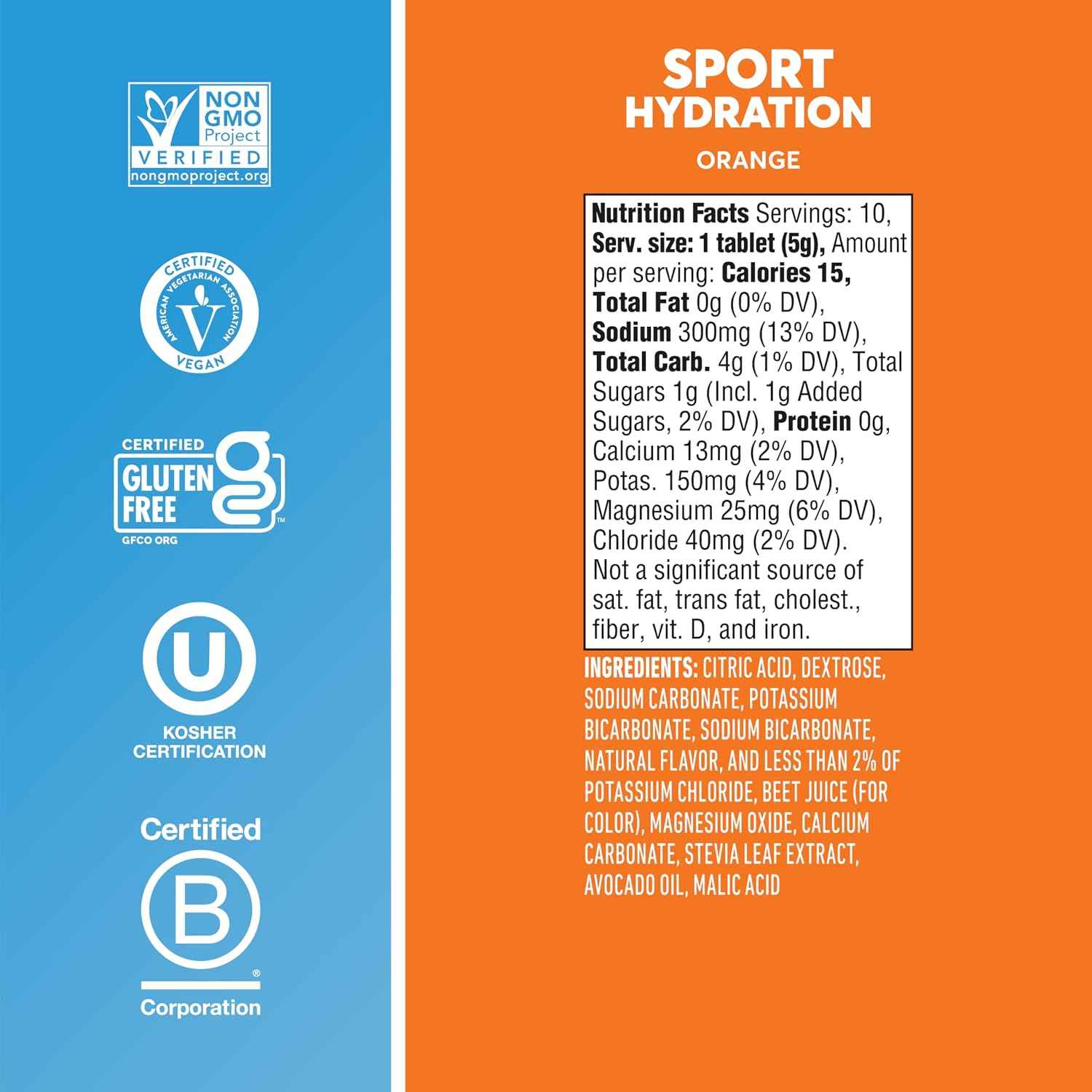 Nuun Sport Electrolyte Tablets Orange, GF & Vegan, 8 Pack | 80 Servings with Magnesium, Calcium, Potassium, Chloride & Sodium, Gluten Free & Vegan