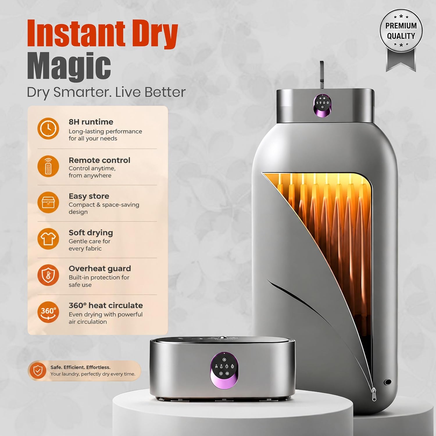 Portable Clothes Dryer for Upto 12 Clothes with Remote Control Compact Form