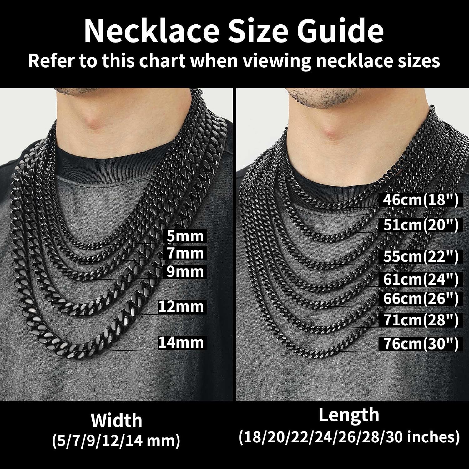 ChainsHouse Cuban Link Chain for Men, Stainless Steel Waterproof Necklace