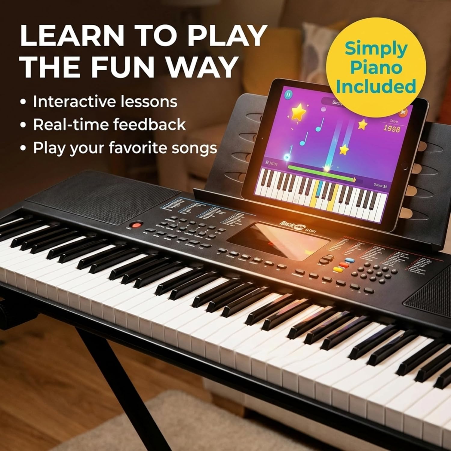 RockJam RJ361 61 Key Compact Keyboard Piano for Beginners