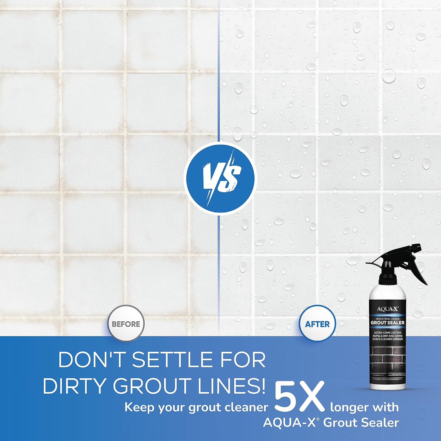 AQUA-X 16 Oz. Grout Sealer, Clear Grout and Tile Sealer, Natural Finish, Professional Grade, Indoor & Outdoor, Fast Dry and Long Lasting Protection