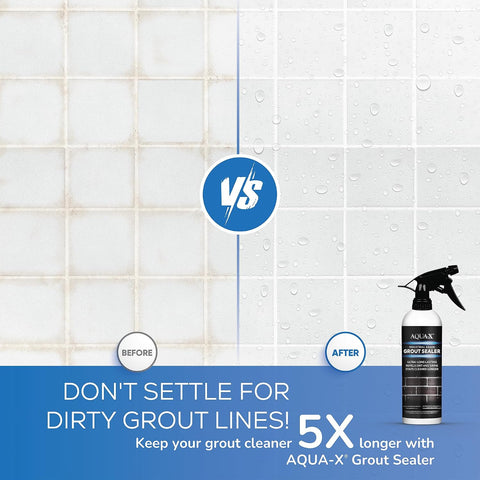 AQUA-X 16 Oz. Grout Sealer, Clear Grout and Tile Sealer, Natural Finish, Professional Grade, Indoor & Outdoor, Fast Dry and Long Lasting Protection