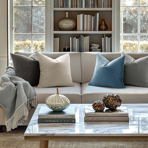 MIULEE Velvet Throw Pillow Covers 18x18 Inch Pack of 2 Blue Gray