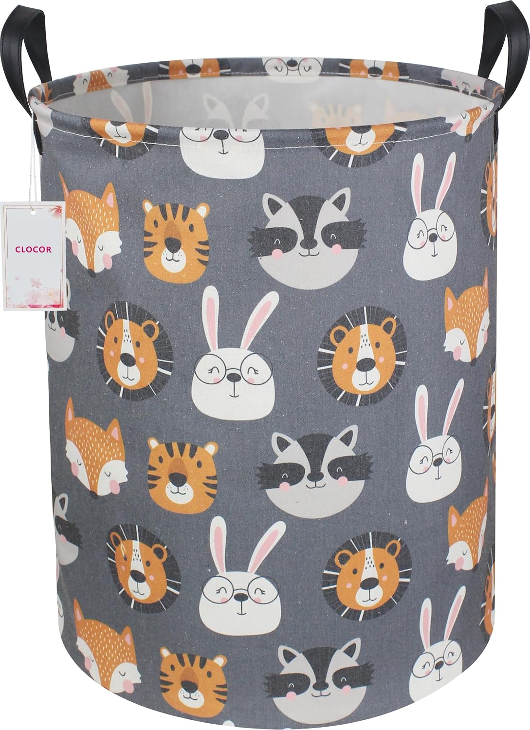 CLOCOR Kids Laundry Basket,Collapsible Fabric Storage Container,Gift Basket(Animal Heads)