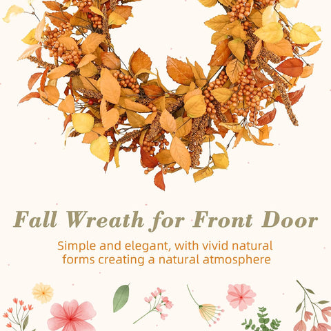 YNYLCHMX 20" Fall Wreath for Front Door, Eucalyptus and Sorghum Decor