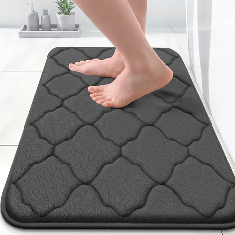 OLANLY Memory Foam Bath Mat Rug 24x16, Ultra Soft Bathroom Rugs, Black