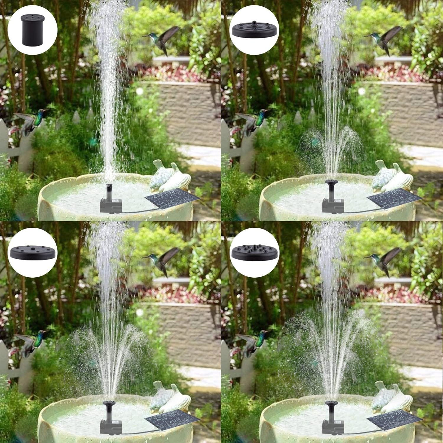 Solar Fountain Pump Kit with Separate Solar Panel, 1.8 W Upgraded Solar Water Pump with 9.84FT Cable & 4 Nozzles Solar Water Fountain for Bird Bath,Pond, Patio Garden Water Pump with Built-in Filter