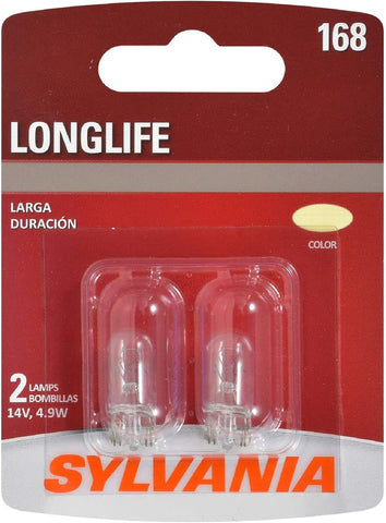 SYLVANIA 168 Long Life Miniature Bulb, Interior Lighting, 2-Pack