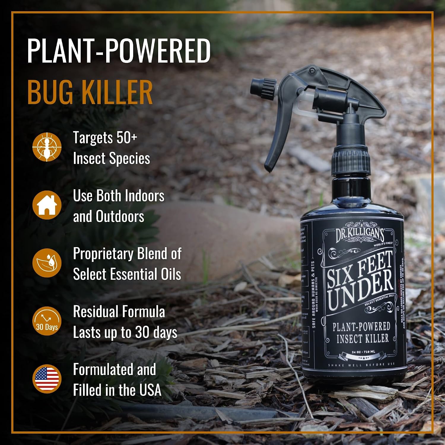 Dr. Killigan's Plant Powered Bug Spray for Home (24 oz) (24 Fl Oz)