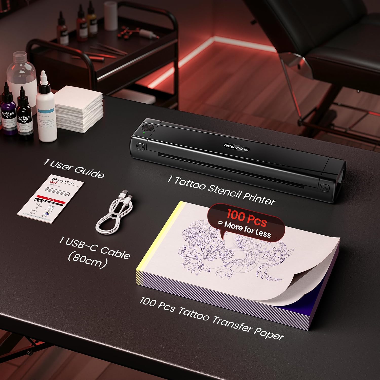 TATTMUSE Tattoo Stencil Printer Machine with 100pcs Transfer Paper