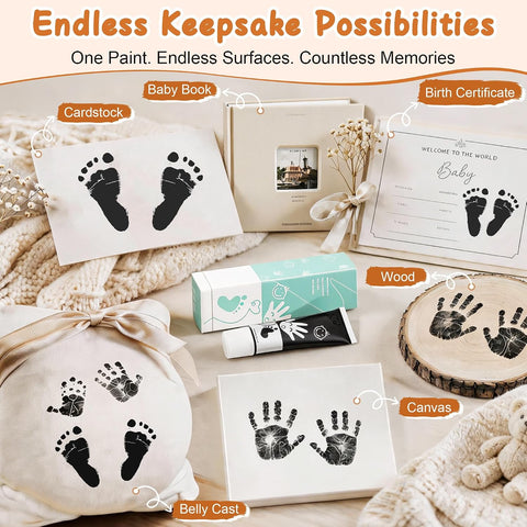 Baby Hand and Footprint Paint with Sponge Head, Washable Paint, Black