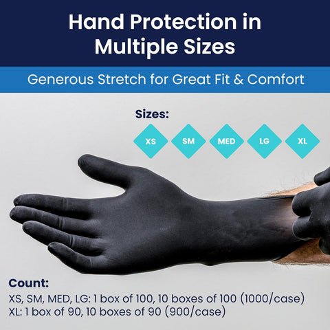Adenna Phantom 6 Mil Black Latex Gloves – Powder-Free, Textured, Disposable, Medical & Tattoo Use