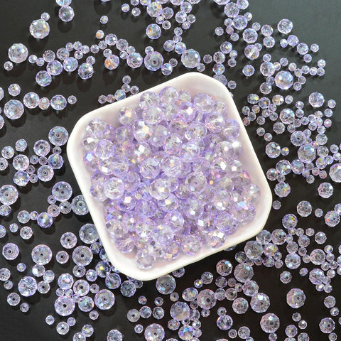 460Pcs 8mm Crystal Glass Beads for Jewelry Making Beads for Bracelets Necklace Pendants Making Supplies(Light Purple)