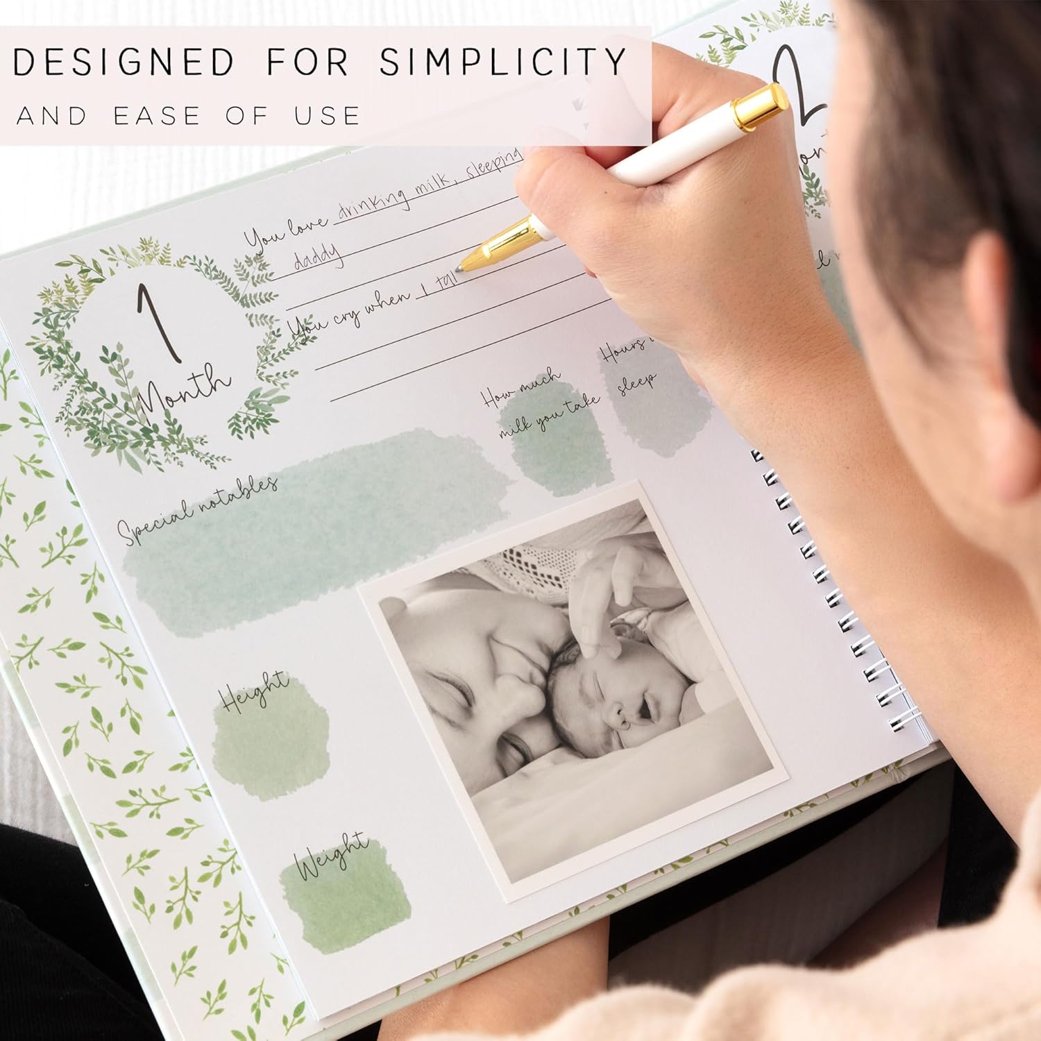 Keepsake Baby Memory Book for First 5 Years Boys or Girls, Timeless Baby Milestone Book, Gender Neutral Baby Scrapbook Journal, First Year Record Book Photo Album, Gifts for Baby Shower & New Parents