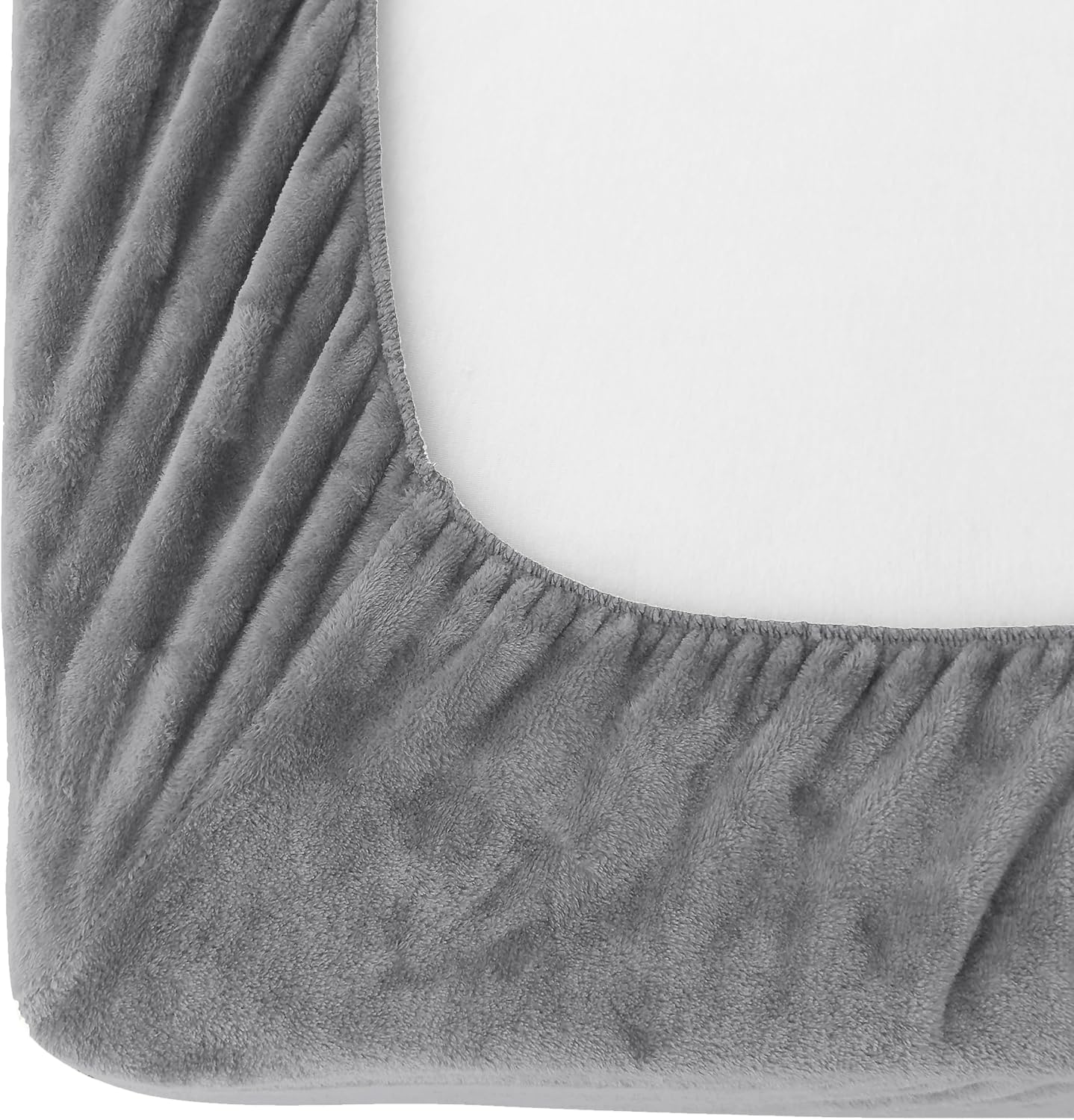 Elegant Comfort Luxuriously Soft 4-Piece Velvet Plush Flannel Sheet Set - Premium Quality - Cozy Warm, Anti-Static, Non Pilling Fuzzy Velvet Flannel Fleece Deep Pocket Sheet Set - King, Gray