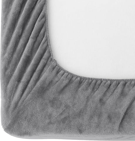 Elegant Comfort Luxuriously Soft 4-Piece Velvet Plush Flannel Sheet Set - Premium Quality - Cozy Warm, Anti-Static, Non Pilling Fuzzy Velvet Flannel Fleece Deep Pocket Sheet Set - King, Gray
