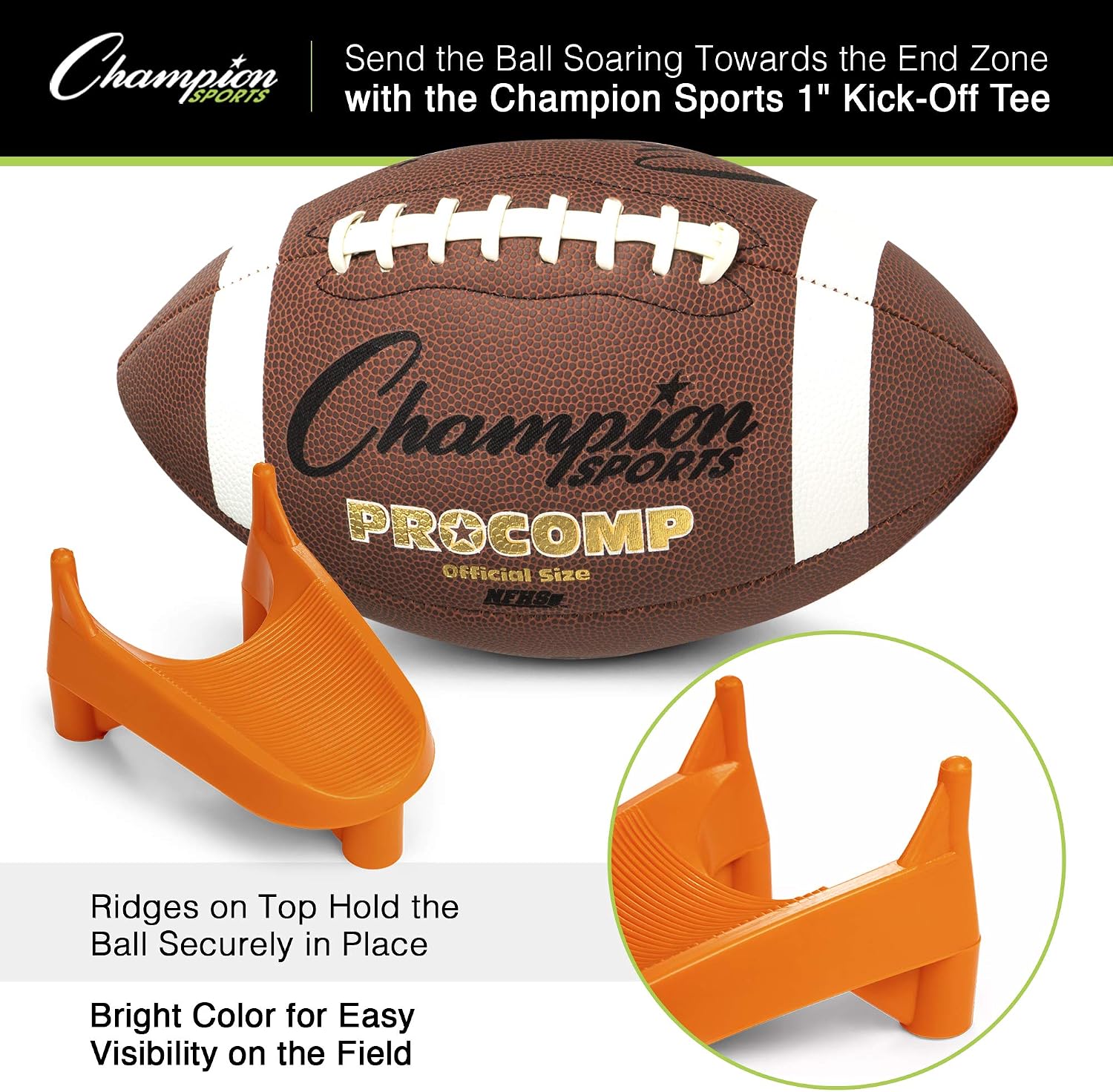 Champion Sports Football Kicking Tee – Heavy-Duty Kickoff Tee in Multiple Styles & Sizes