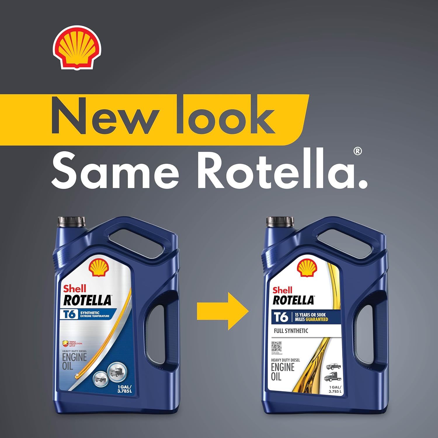Shell Rotella T6 Full Synthetic 15W-40 Diesel Engine Oil, 1 Gallon (3 Pack)