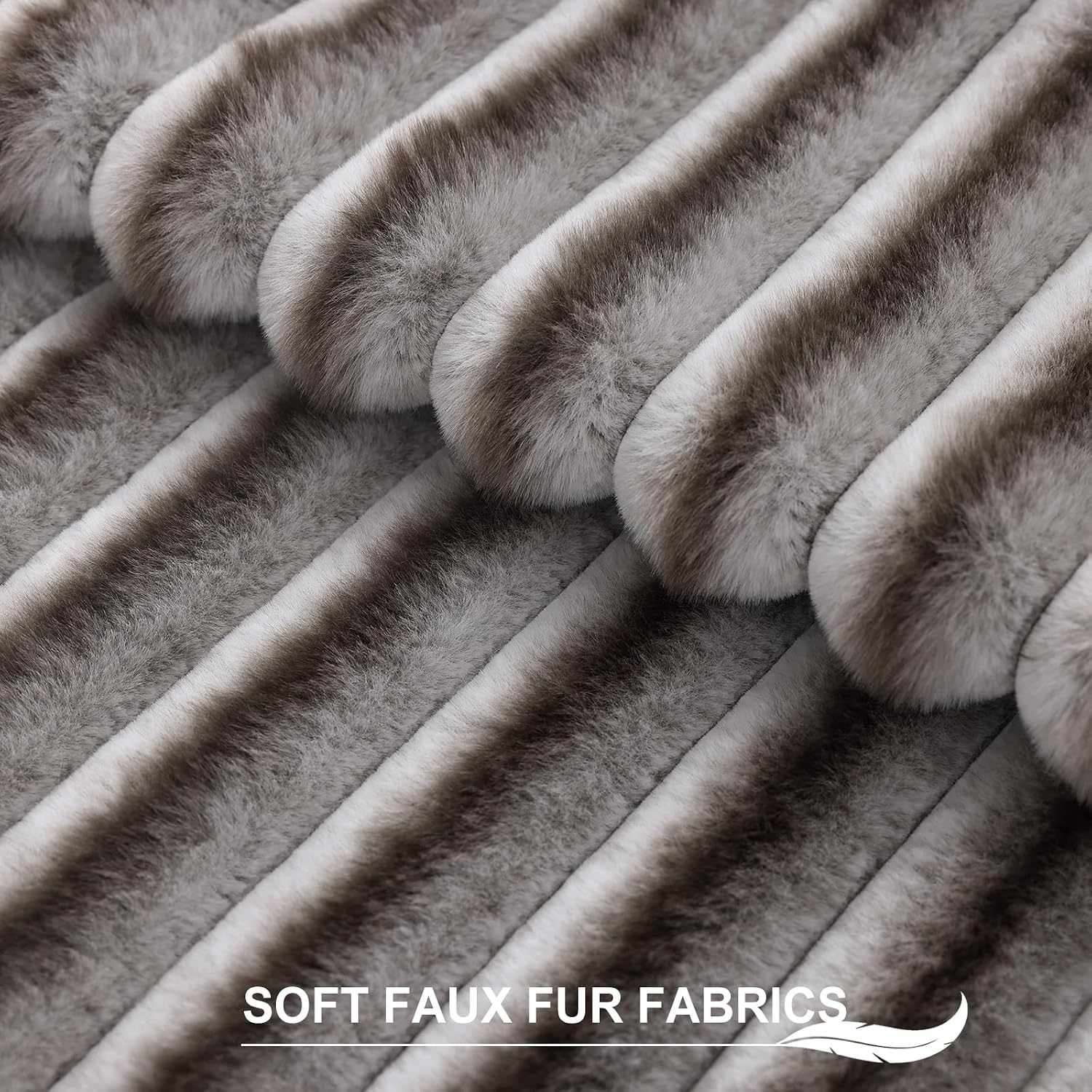 Pallene Faux Fur Decorative Throw Pillow Covers 18x18 Set of 2, Ombre Brown