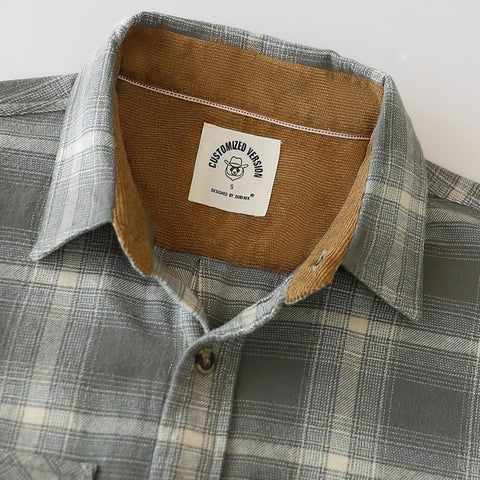 Dubinik® 6 oz Flannel Shirt for Men Plaid Cotton Brushed Utilit Casual