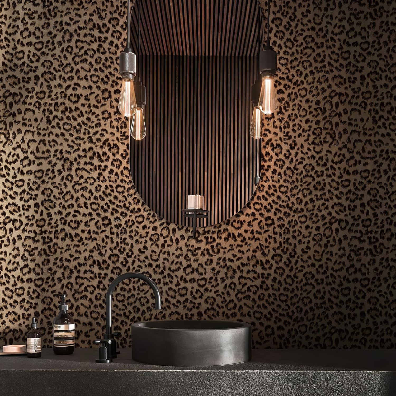 JiffDiff Leopard Print Peel and Stick Wallpaper, Waterproof Removable Self Adhesive Textured Wall Paper, Yellow Unique Funky Cheetah Contact Paper for Bedroom and Bathroom 120"X17.3"(14.4 sq. ft)