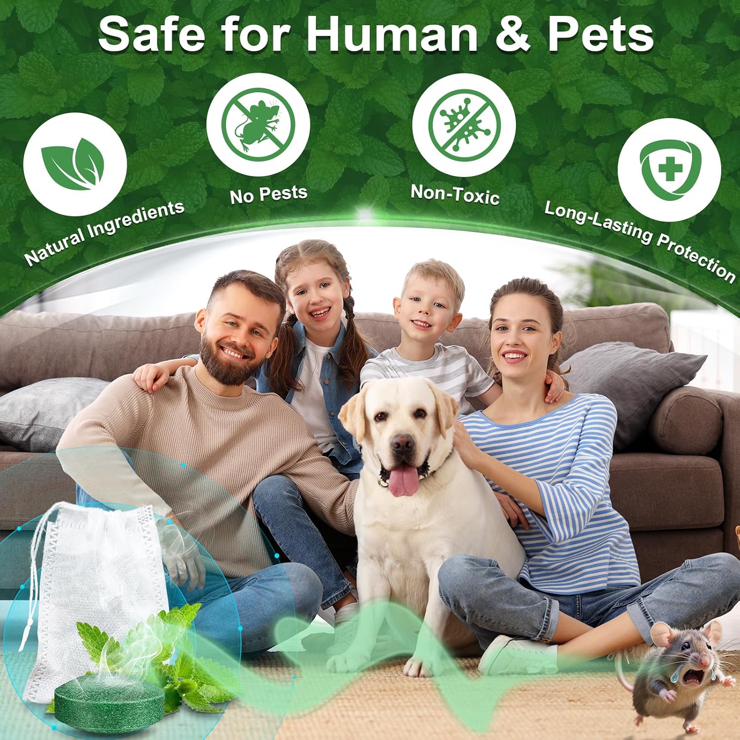 Mouse Rodent Repellent, 32Pack Peppermint Oil Mice Repellent for Mice, Rats, Squirrels, Spiders and Pests, Indoor & Outdoor Natural Mouse Deterrent, Keeps Rodents Away from Garden & Home (Mint)